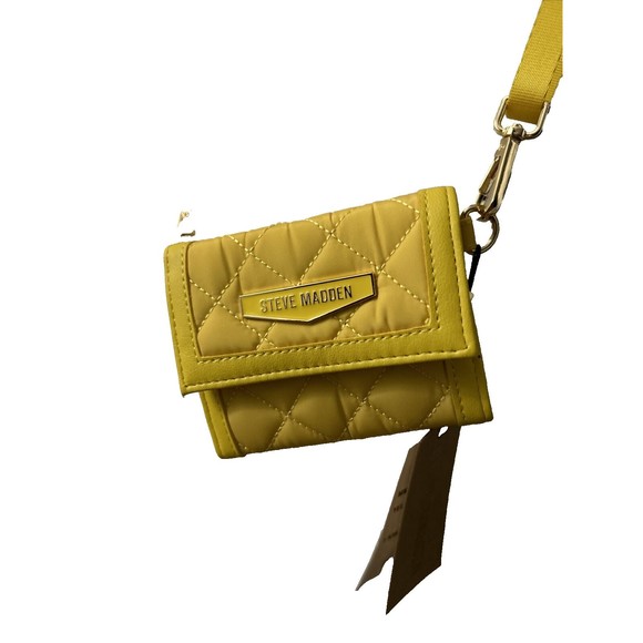 Steve Madden Embossed Yellow Mulberry B Slim  Wallet Wristlet Crossbody - Picture 2 of 3